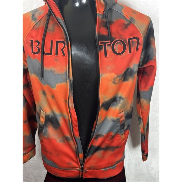 Burton MB Peak Hoodie Men's Full Zip Jacket Orange Gray Black Size Medium - Picture 7 of 10